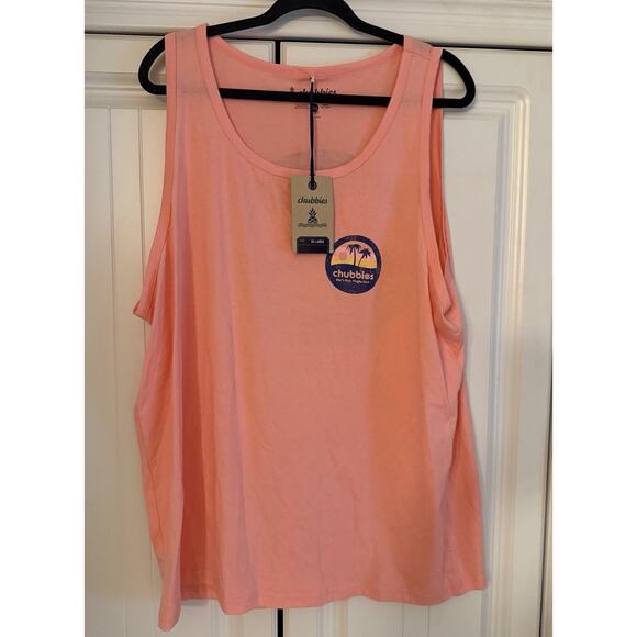 Men’s CHUBBIES The Trop & Lock Tank Sleeveless Shirt Pink Red XXL MSRP $29.50 - Picture 1 of 5